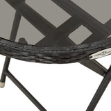 NNEVL 3 Piece Garden Bistro Set Poly Rattan and Glass Black