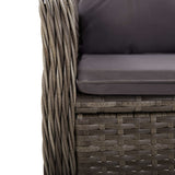 NNEVL 3 Piece Garden Bistro Set Poly Rattan Grey
