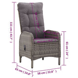 NNEVL 3 Piece Garden Bistro Set Poly Rattan Grey