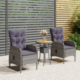 NNEVL 3 Piece Garden Bistro Set Poly Rattan Grey