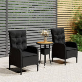 NNEVL 3 Piece Garden Bistro Set Poly Rattan Black