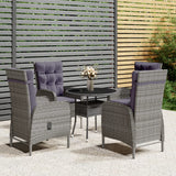 NNEVL 5 Piece Garden Bistro Set Poly Rattan Grey