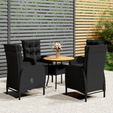 NNEVL 5 Piece Garden Bistro Set Poly Rattan Black