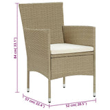NNEVL 11 Piece Garden Dining Set Poly Rattan Beige