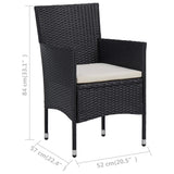 NNEVL 11 Piece Garden Dining Set Poly Rattan Black
