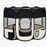 NNEVL Foldable Dog Playpen with Carrying Bag Black 90x90x58 cm