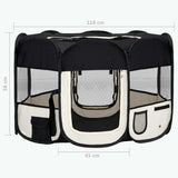 NNEVL Foldable Dog Playpen with Carrying Bag Black 110x110x58 cm