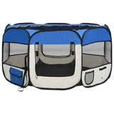 NNEVL Foldable Dog Playpen with Carrying Bag Blue 125x125x61 cm