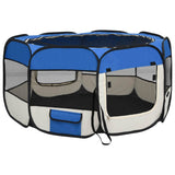NNEVL Foldable Dog Playpen with Carrying Bag Blue 125x125x61 cm
