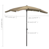 NNEVL Garden Parasol with Pole 200x130 cm Taupe