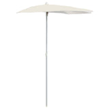 NNEVL Garden Half Parasol with Pole 180x90 cm Sand