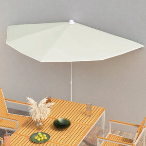 NNEVL Garden Half Parasol with Pole 180x90 cm Sand
