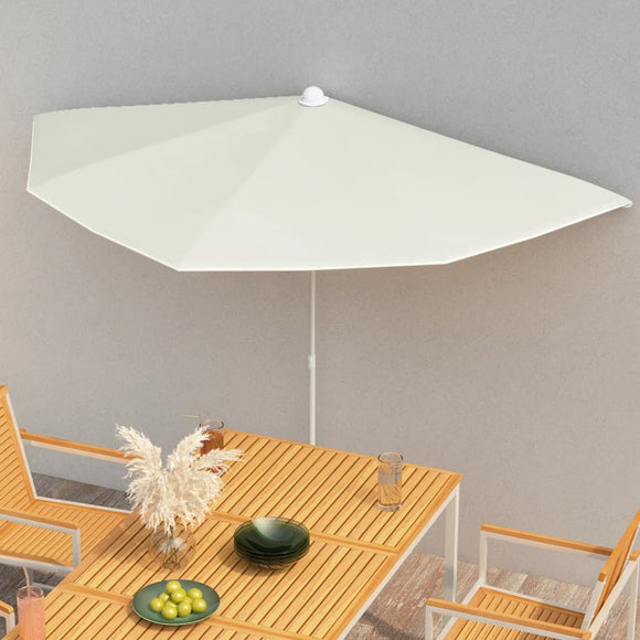 NNEVL Garden Half Parasol with Pole 180x90 cm Sand