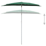 NNEVL Garden Half Parasol with Pole 180x90 cm Green