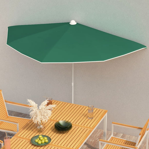 NNEVL Garden Half Parasol with Pole 180x90 cm Green