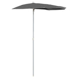 NNEVL Garden Half Parasol with Pole 180x90 cm Anthracite