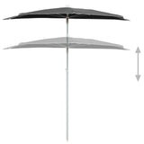 NNEVL Garden Half Parasol with Pole 180x90 cm Anthracite