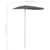 NNEVL Garden Half Parasol with Pole 180x90 cm Anthracite