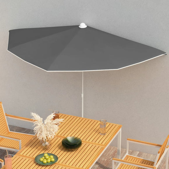 NNEVL Garden Half Parasol with Pole 180x90 cm Anthracite