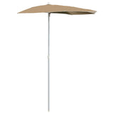 NNEVL Garden Half Parasol with Pole 180x90 cm Taupe