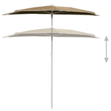 NNEVL Garden Half Parasol with Pole 180x90 cm Taupe