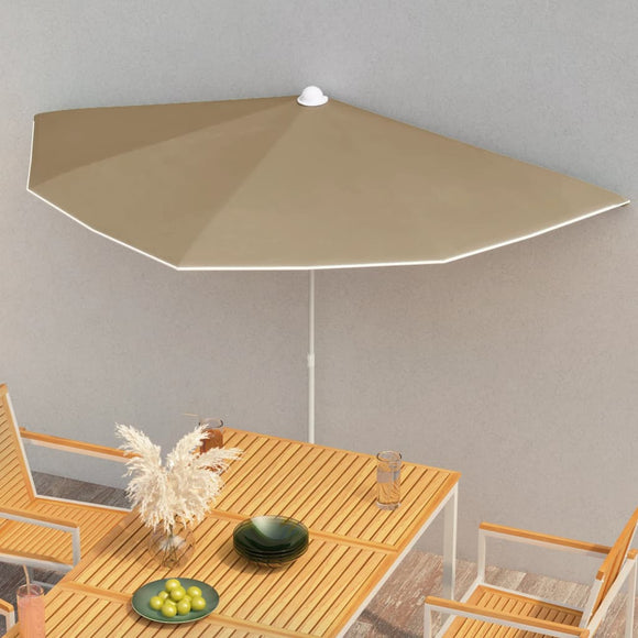 NNEVL Garden Half Parasol with Pole 180x90 cm Taupe
