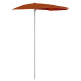 NNEVL Garden Half Parasol with Pole 180x90 cm Terracotta