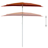 NNEVL Garden Half Parasol with Pole 180x90 cm Terracotta