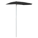 NNEVL Garden Half Parasol with Pole 180x90 cm Black
