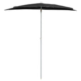 NNEVL Garden Half Parasol with Pole 180x90 cm Black