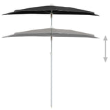 NNEVL Garden Half Parasol with Pole 180x90 cm Black