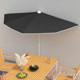 NNEVL Garden Half Parasol with Pole 180x90 cm Black
