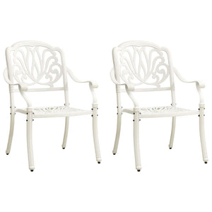 NNEVL Garden Chairs 2 pcs Cast Aluminium White