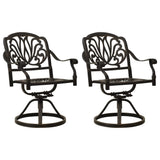NNEVL Swivel Garden Chairs 2 pcs Cast Aluminium Bronze