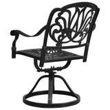 NNEVL Swivel Garden Chairs 2 pcs Cast Aluminium Black