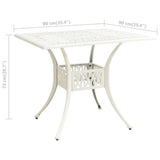 NNEVL Garden Table White 90x90x73 cm Cast Aluminium