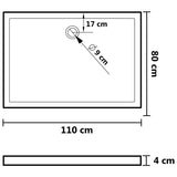 NNEVL Rectangular ABS Shower Base Tray White 80x110 cm