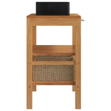 NNEVL Bathroom Vanity Cabinet Solid Teak with Sink Marble Black