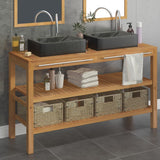 NNEVL Bathroom Vanity Cabinet Solid Wood Teak with Sinks Marble Black