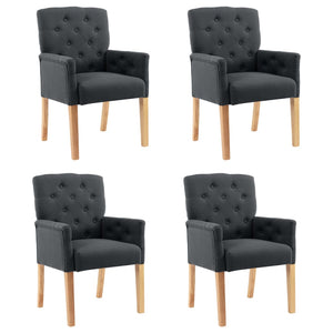NNEVL Dining Chairs with Armrests 4 pcs Grey Fabric