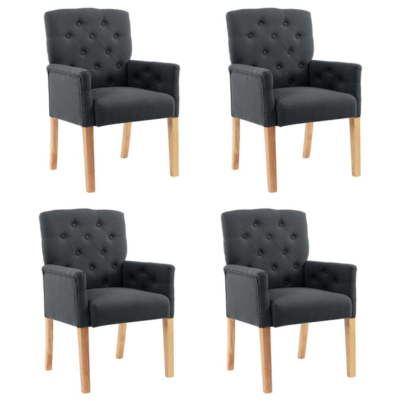 NNEVL Dining Chairs with Armrests 4 pcs Grey Fabric
