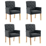 NNEVL Dining Chairs with Armrests 4 pcs Grey Fabric