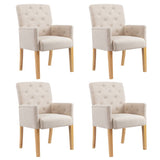 NNEVL Dining Chairs with Armrests 4 pcs Beige Fabric