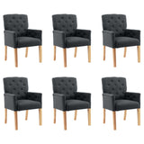 NNEVL Dining Chairs with Armrests 6 pcs Grey Fabric