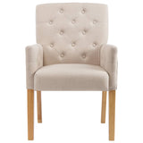 NNEVL Dining Chairs with Armrests 6 pcs Beige Fabric