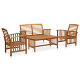 NNEVL 4 Piece Garden Lounge Set Solid Acacia Wood