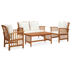 NNEVL 4 Piece Garden Lounge Set with Cushions Solid Acacia Wood