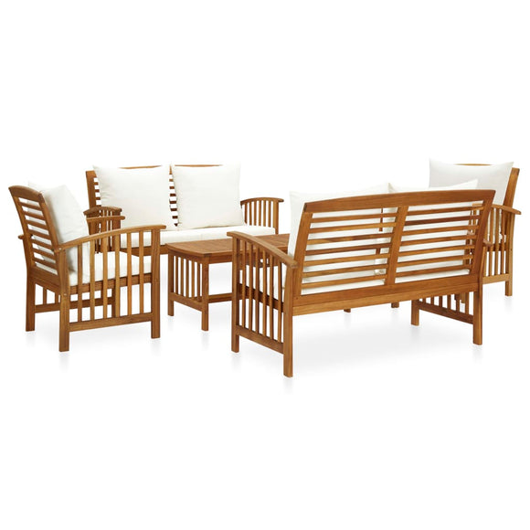 NNEVL 5 Piece Garden Lounge Set with Cushions Solid Acacia Wood (310257+310260+310263)