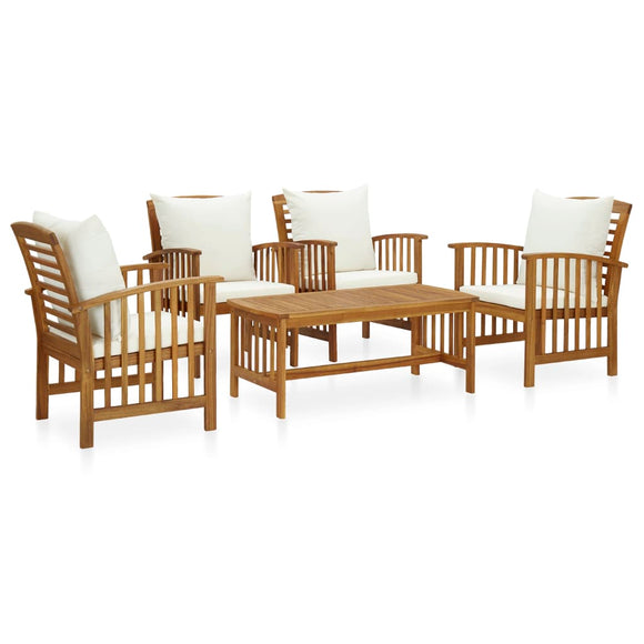 NNEVL 5 Piece Garden Lounge Set with Cushions Solid Acacia Wood (310255+2x310257)