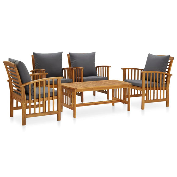 NNEVL 5 Piece Garden Lounge Set with Cushions Solid Acacia Wood (310255+2x310258)